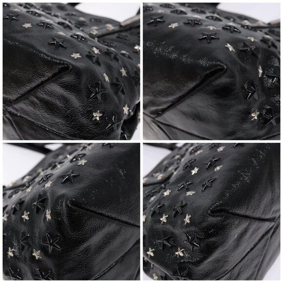 Jimmy Choo Studs Tote Bag Patent leather Black Silver Auth BA5147 - Picture 14 of 16